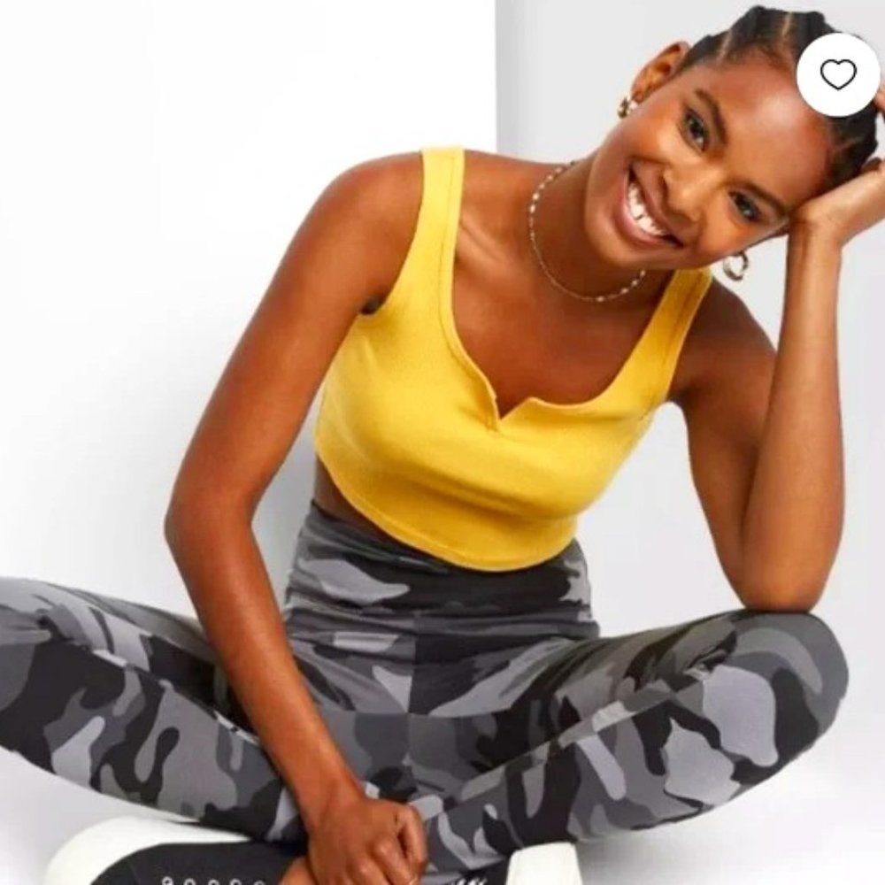 Wild Fable Black Gray Camo Print Leggings Elastic Waist High Rise